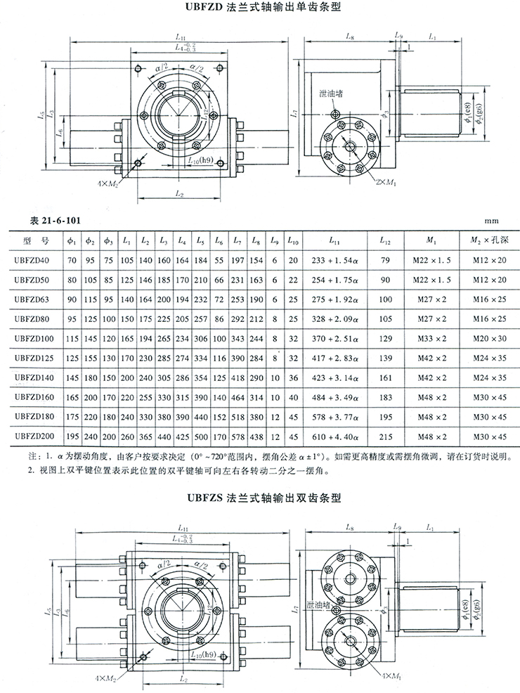 回转摆动液压油缸